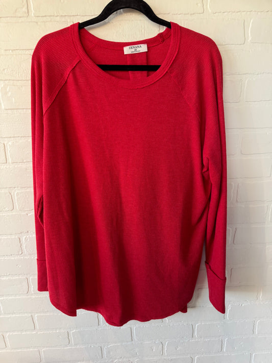 Top Long Sleeve By Zenana Outfitters In Red, Size: 1x