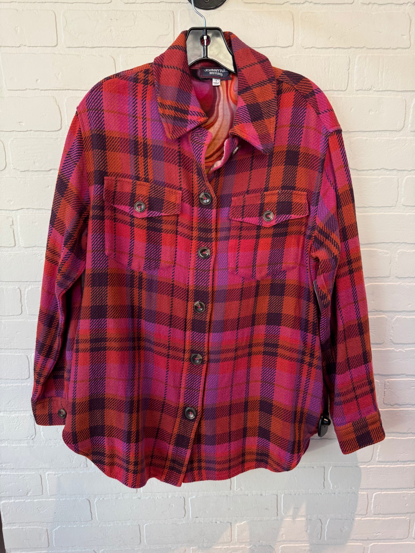 Jacket Shirt By Johnny Was In Orange & Pink, Size: S