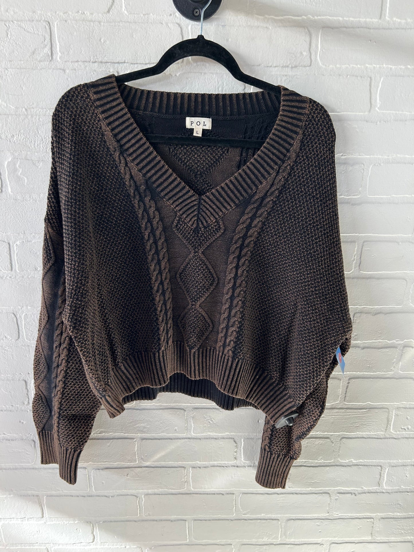 Sweater By Pol In Black & Brown, Size: L