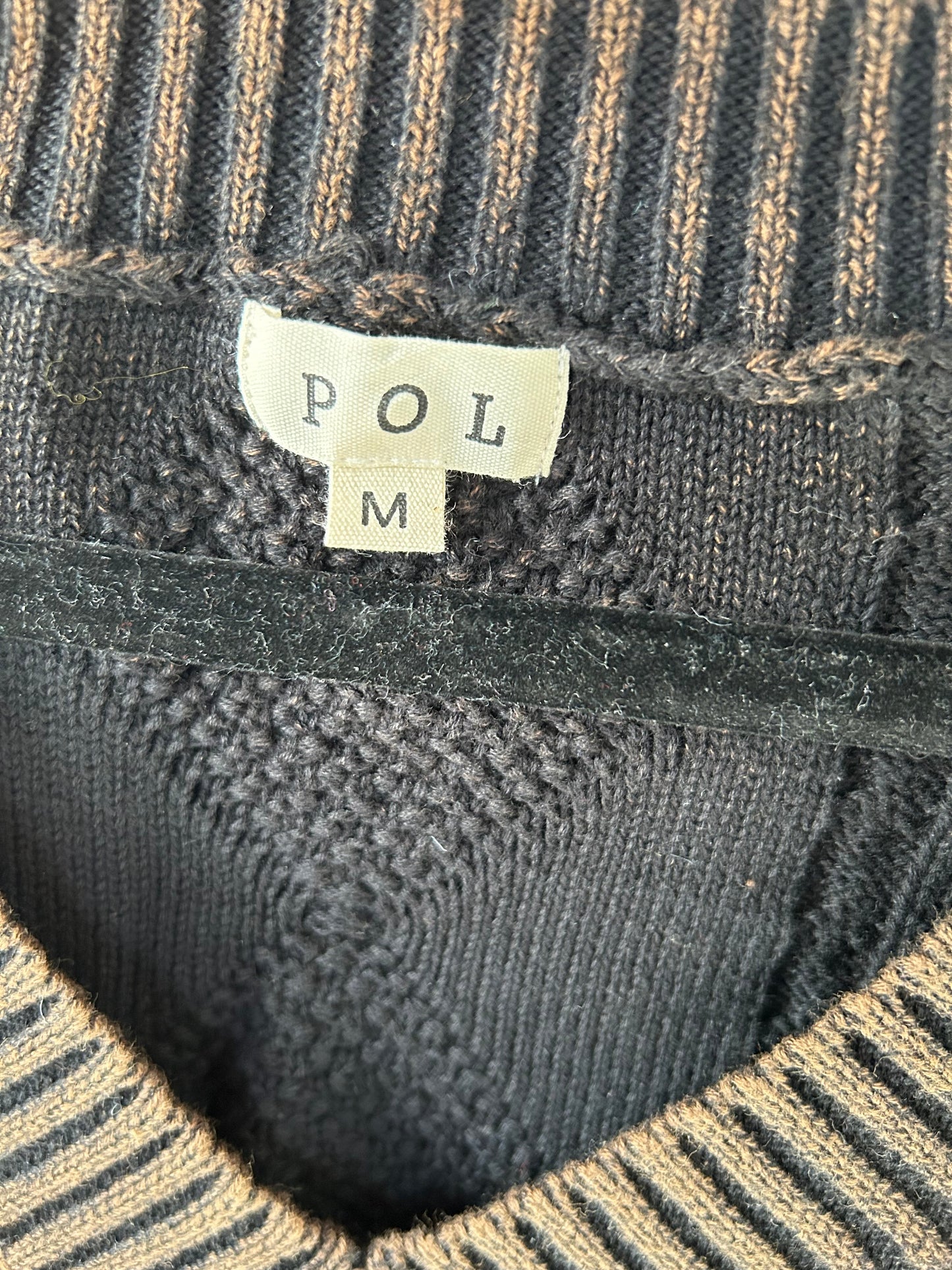 Sweater By Pol In Black & Brown, Size: M