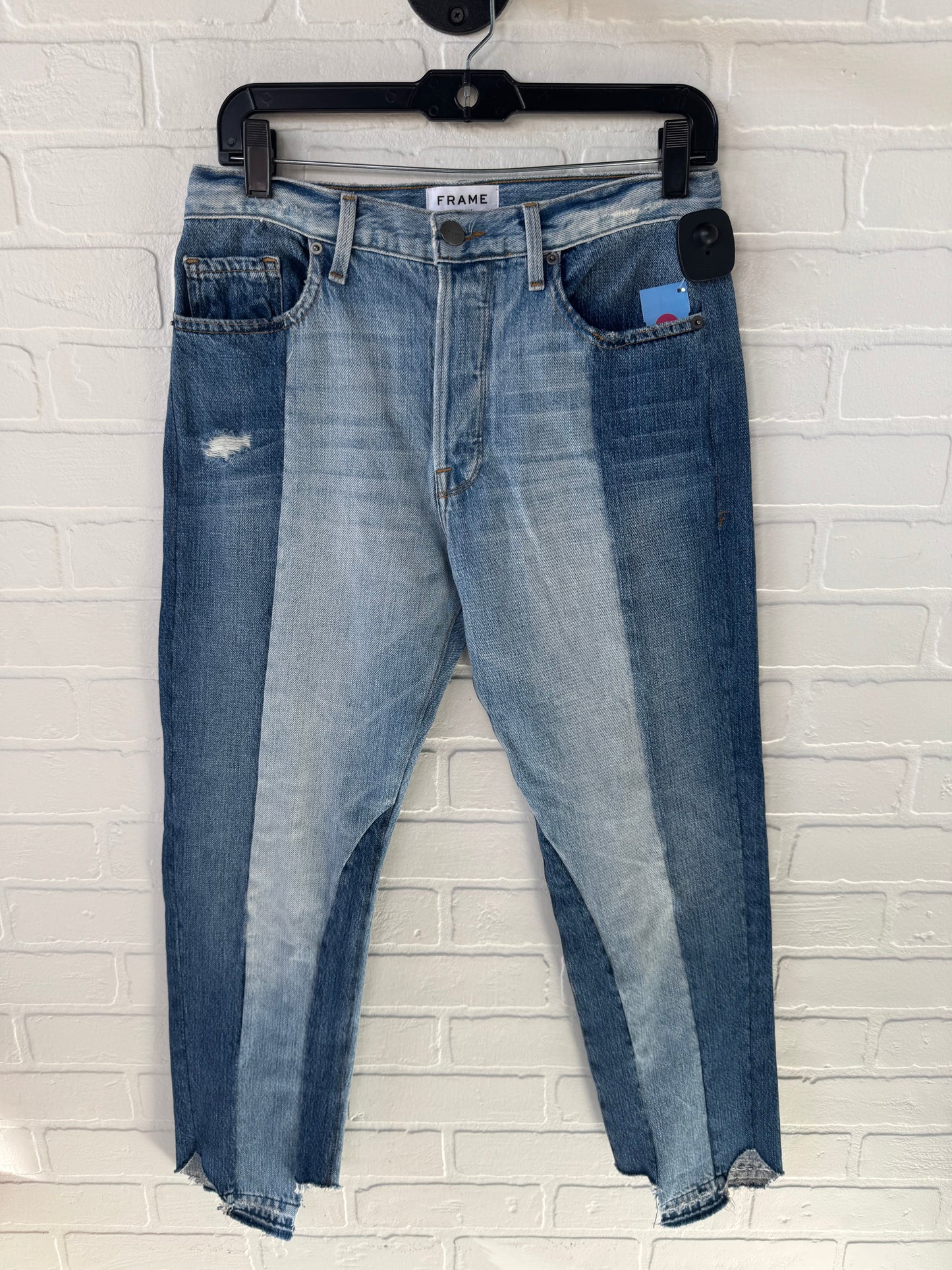 Jeans Straight By Frame In Blue Denim, Size: 4