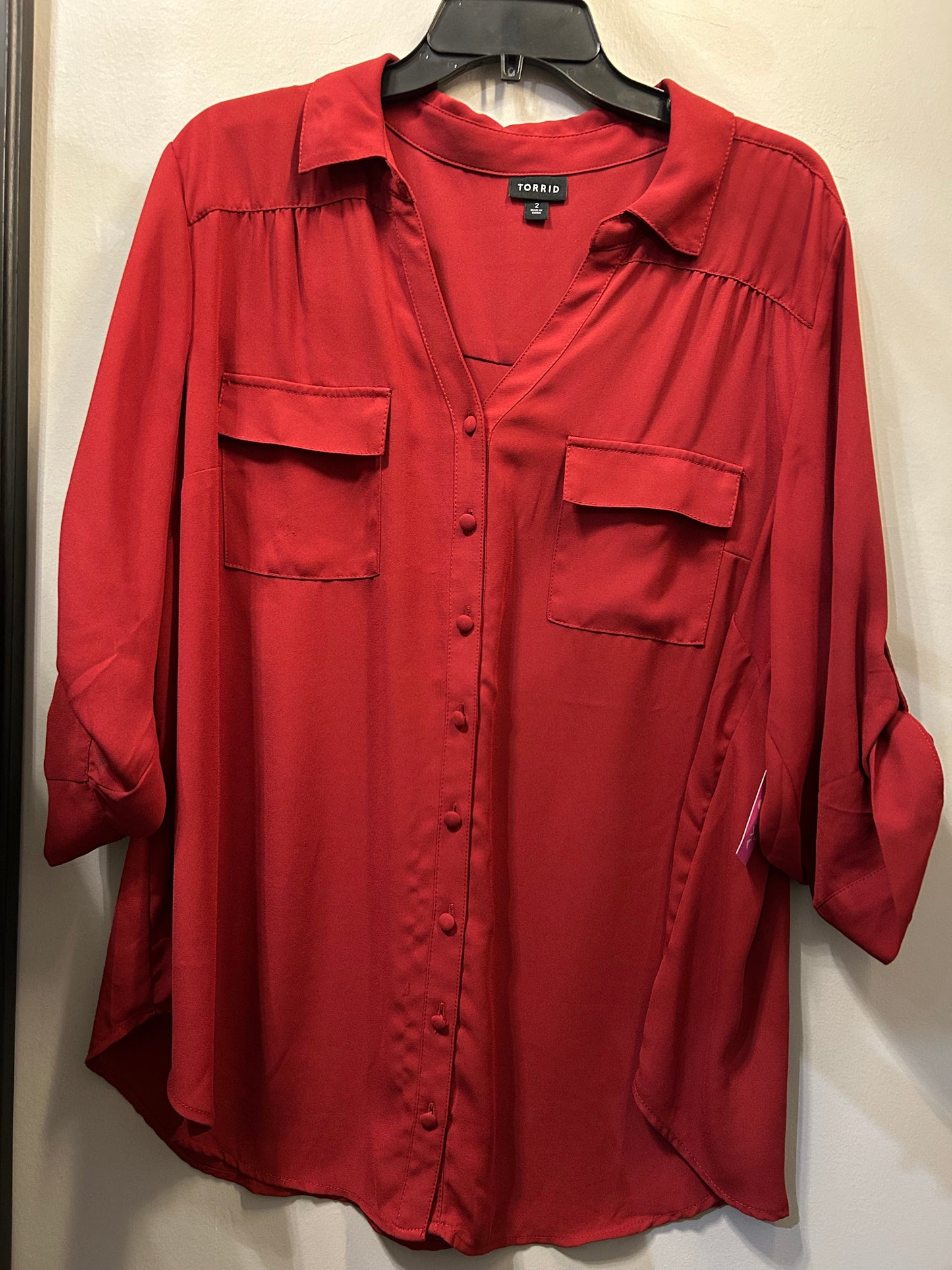 Top 3/4 Sleeve By Torrid In Red, Size: 2x