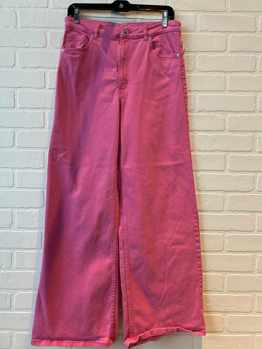 Jeans Wide Leg By H&m In Pink, Size: 10