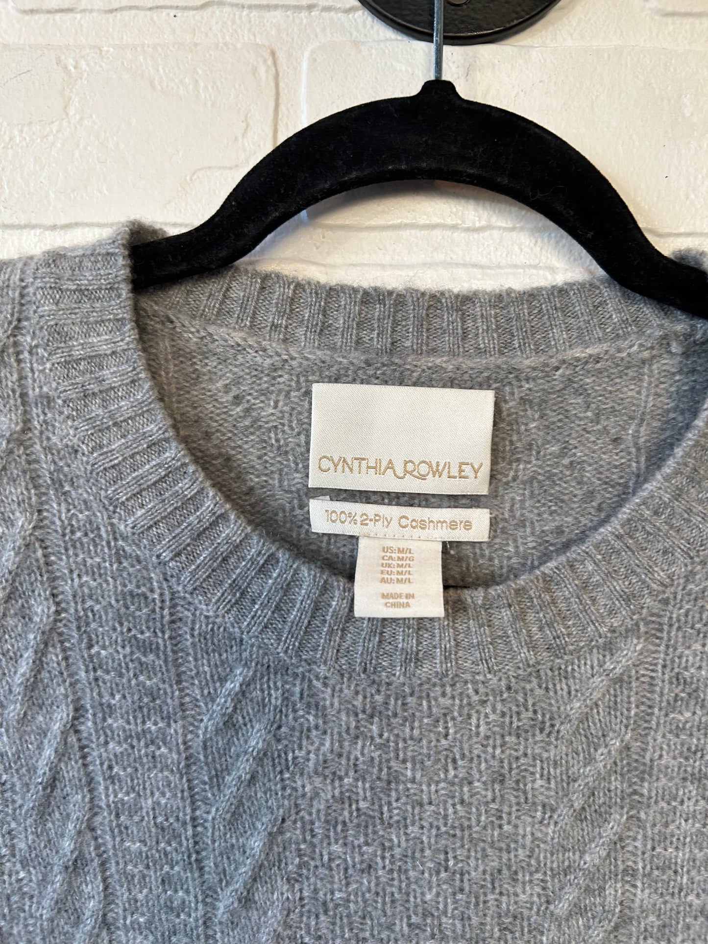 Sweater Cashmere By Cynthia Rowley In Grey, Size: M