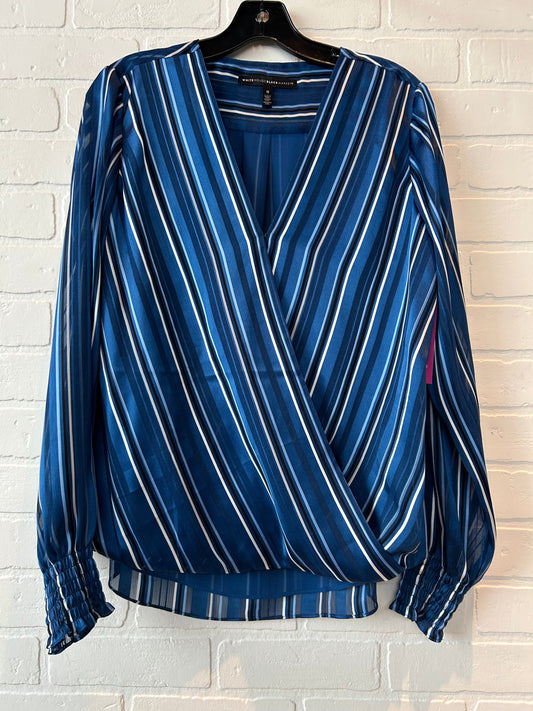 Top Long Sleeve By White House Black Market In Blue & White, Size: M