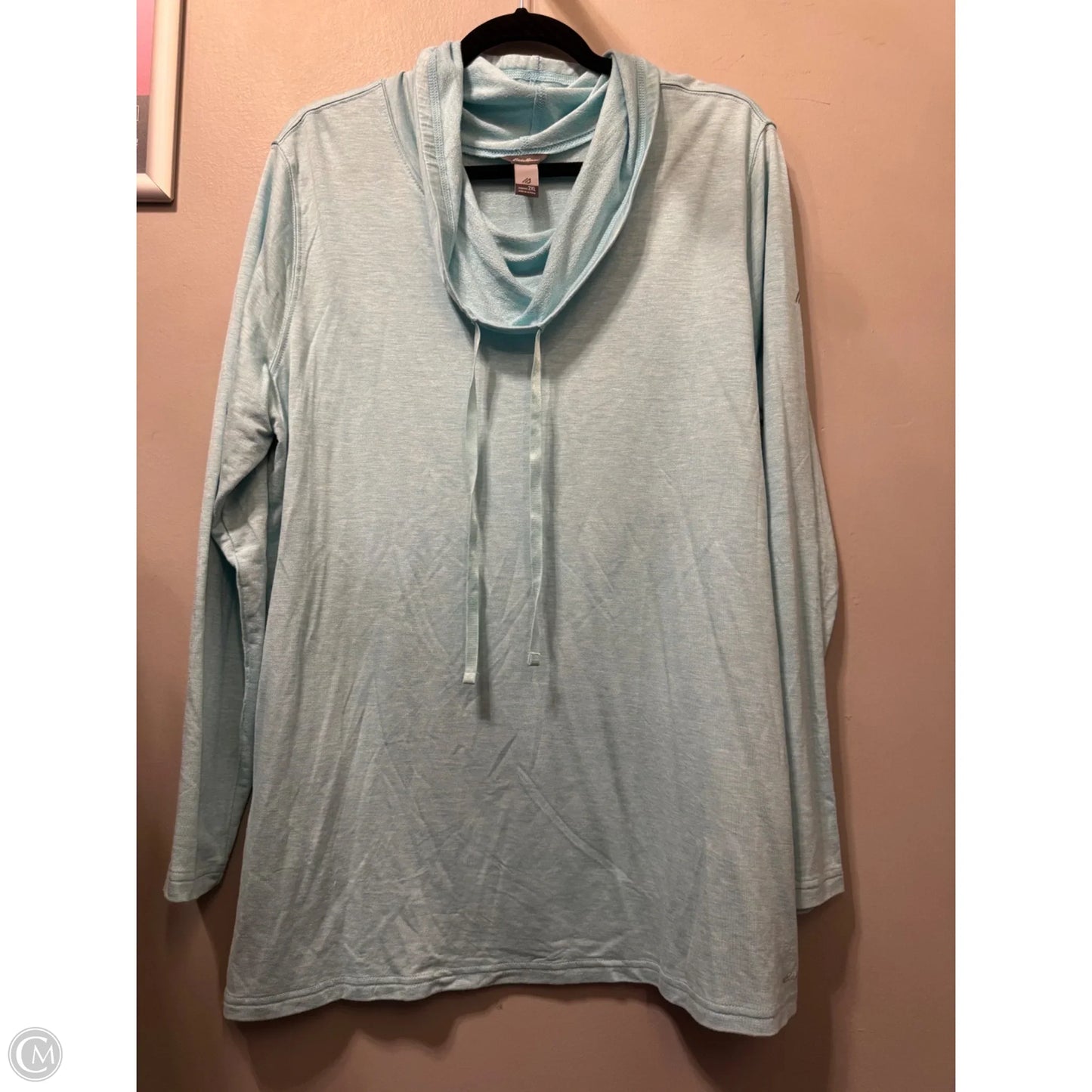 Athletic Top Long Sleeve Collar By Eddie Bauer In Blue, Size: 2x