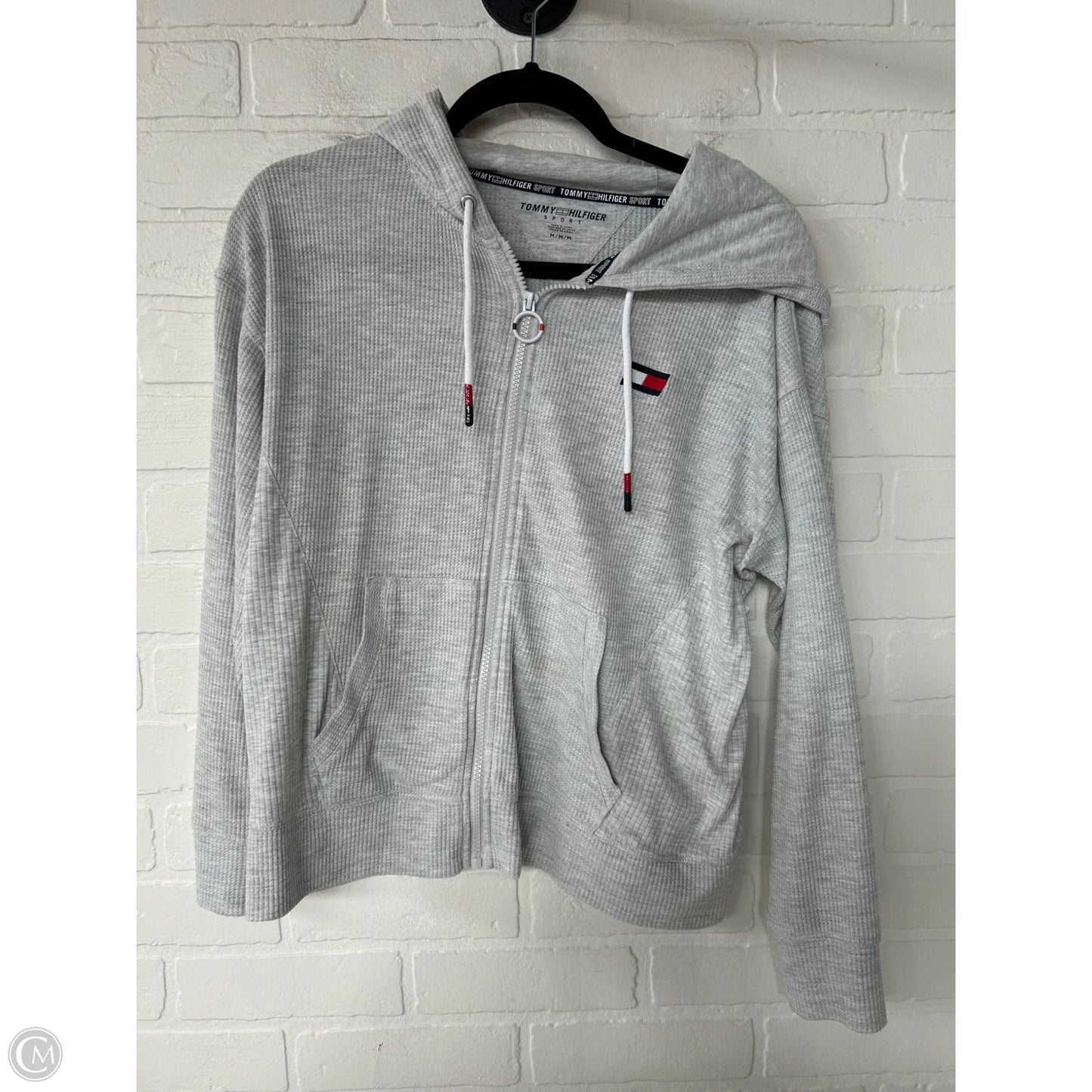 Athletic Top Long Sleeve Hoodie By Tommy Hilfiger In Grey, Size: M