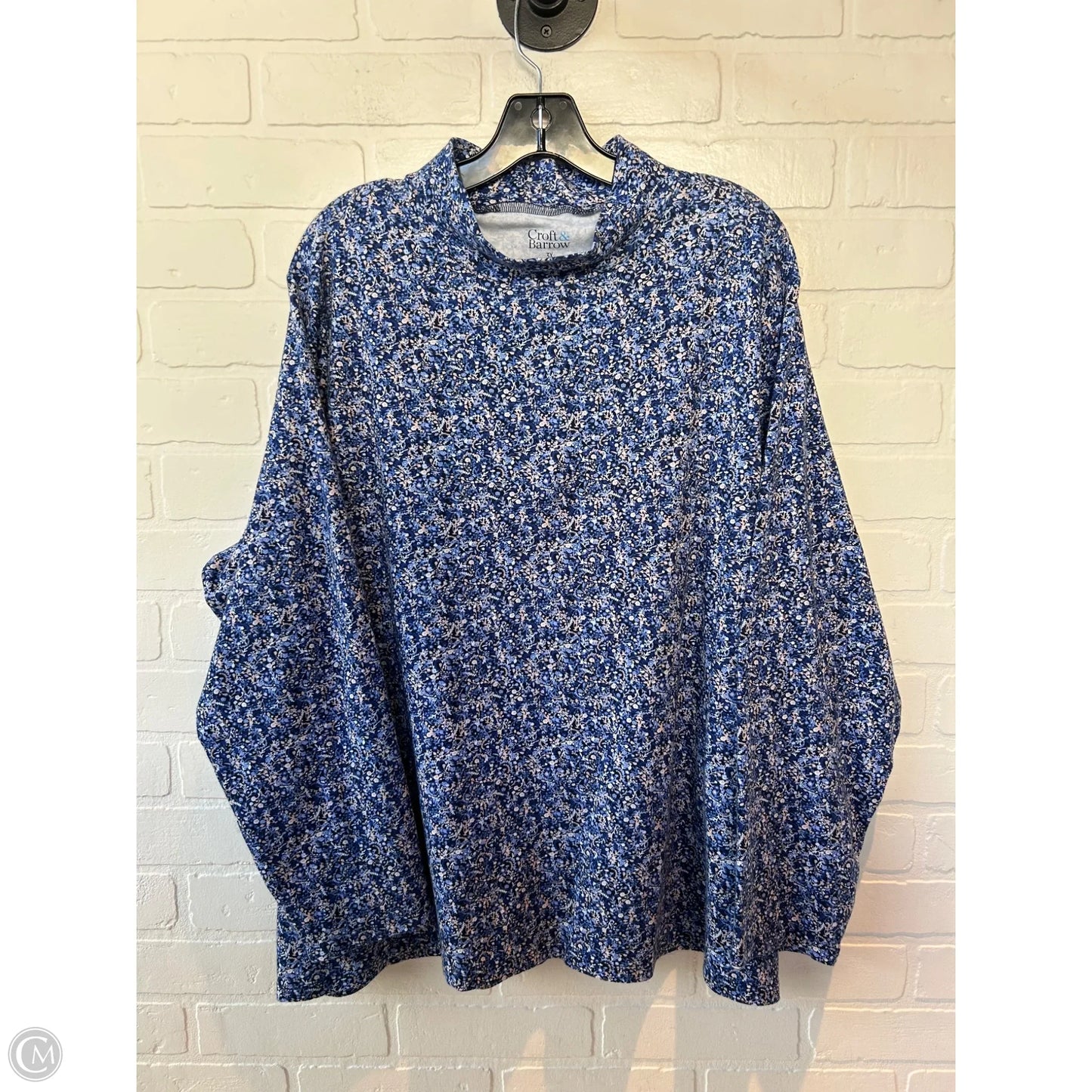 Top Long Sleeve By Croft And Barrow In Blue, Size: 3x