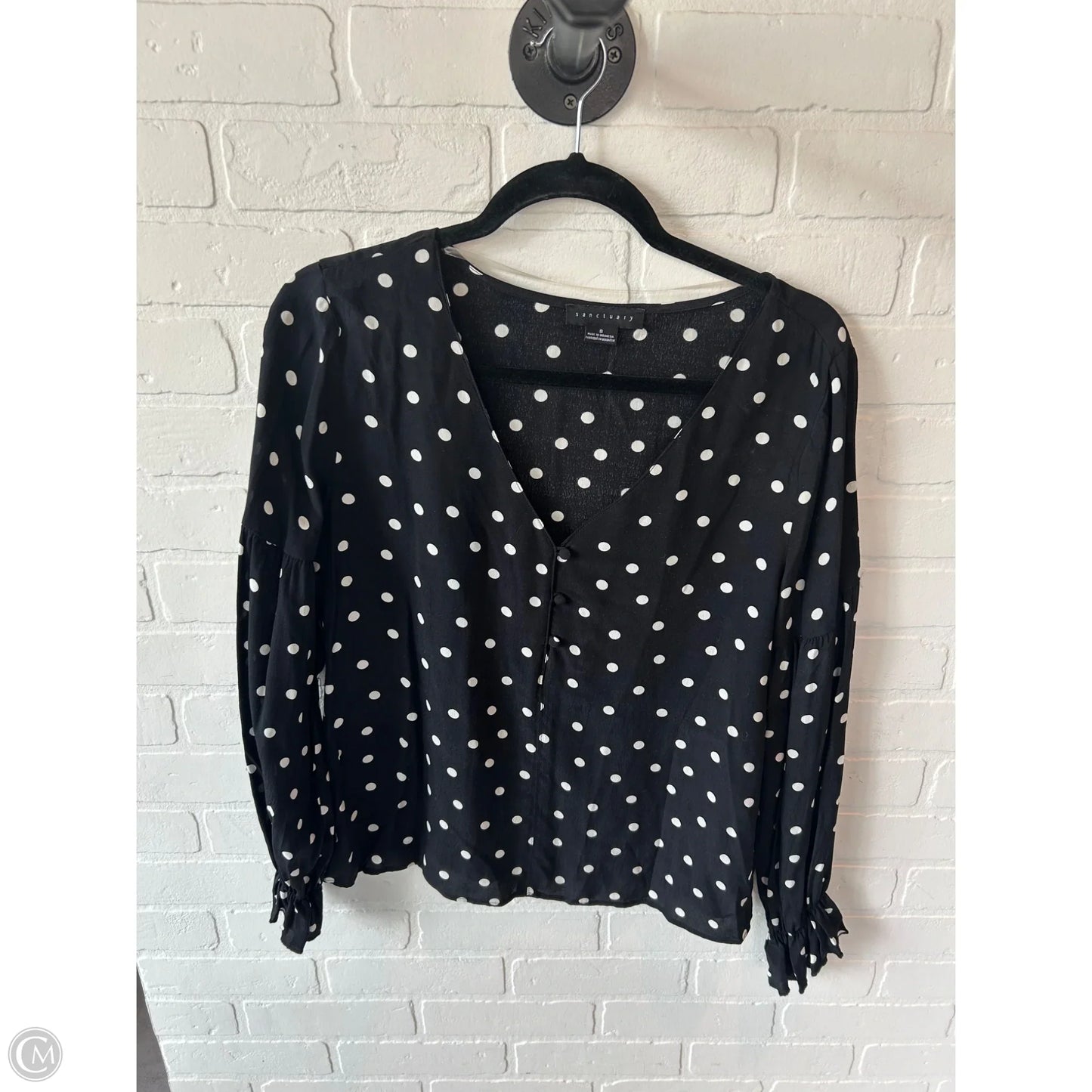 Top Long Sleeve By Sanctuary In Black & White, Size: S