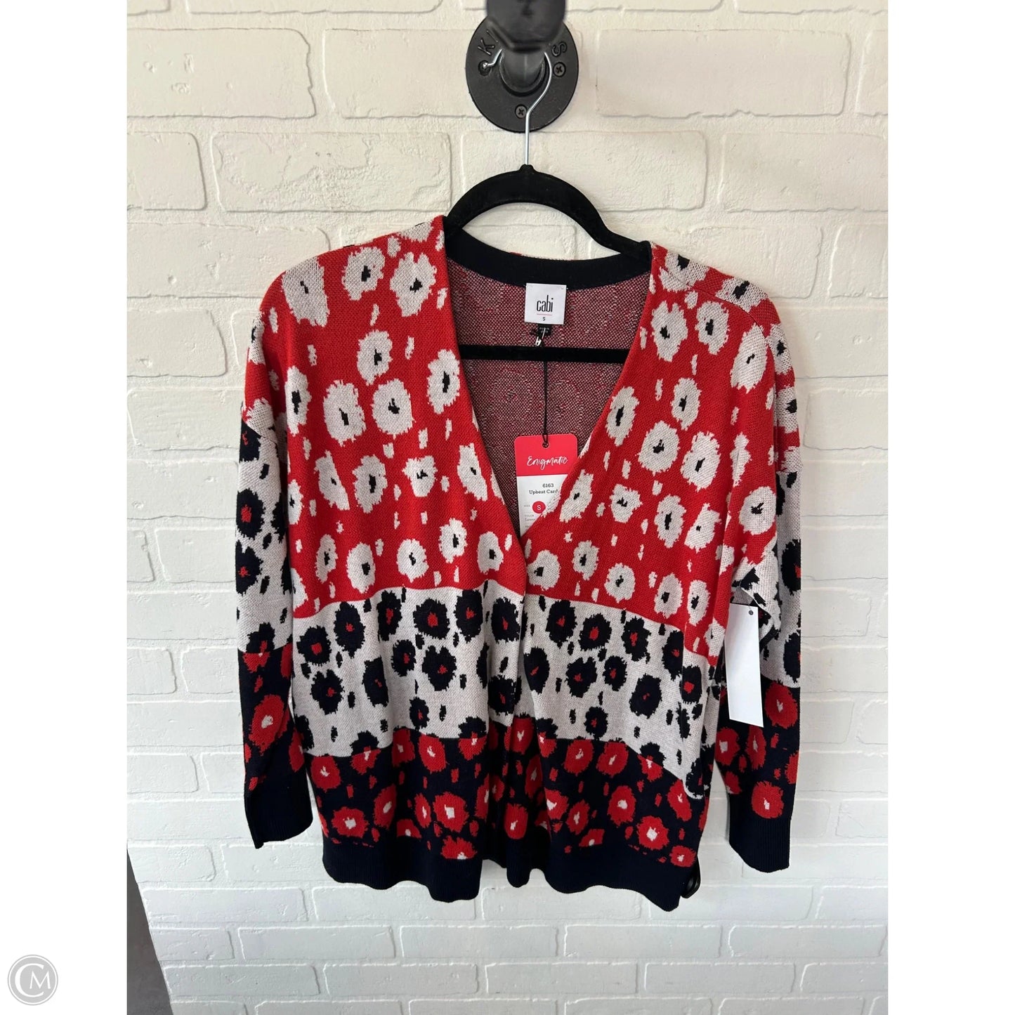 Sweater Cardigan By Cabi In Black & Red, Size: S