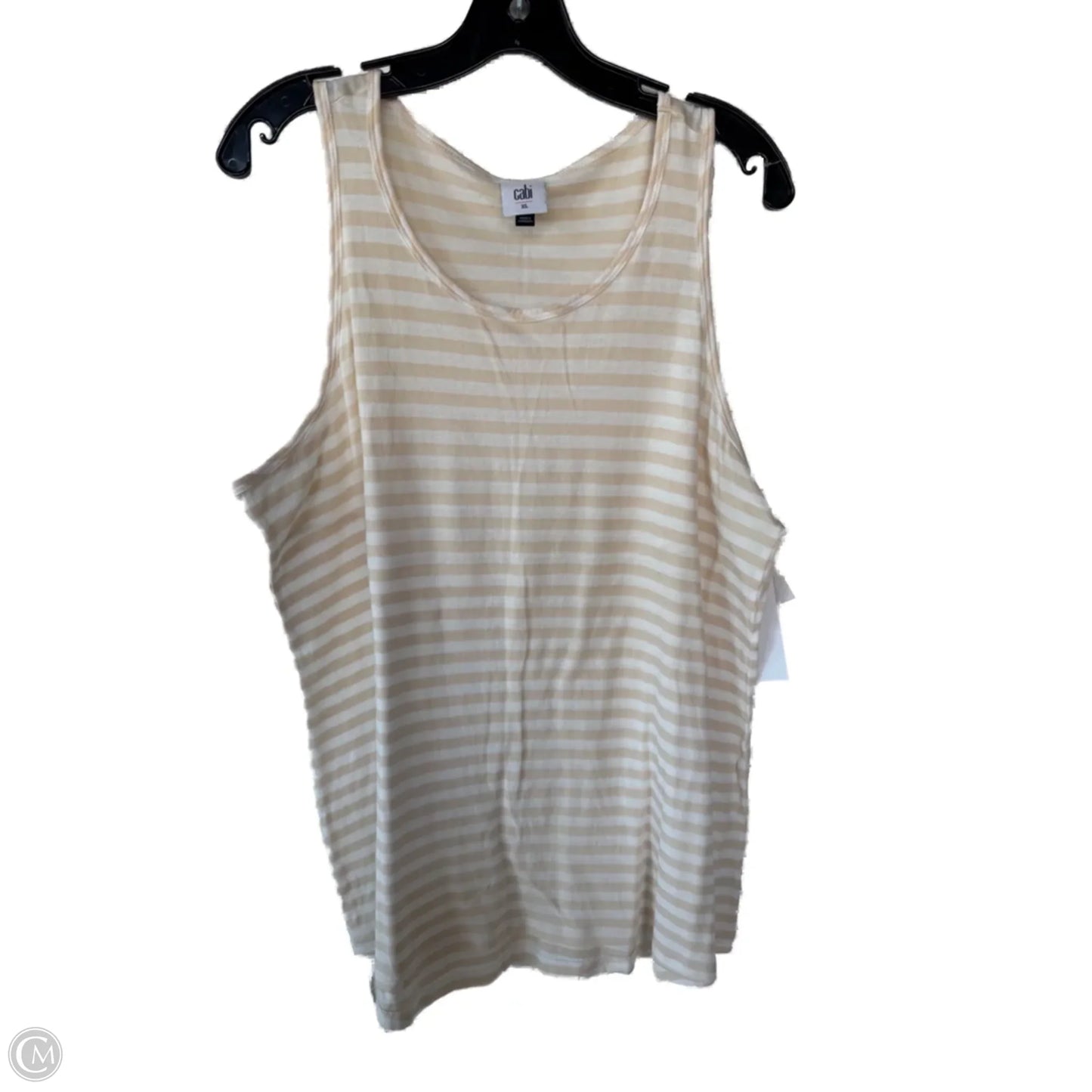 Top Sleeveless By Cabi In Tan & White, Size: Xl