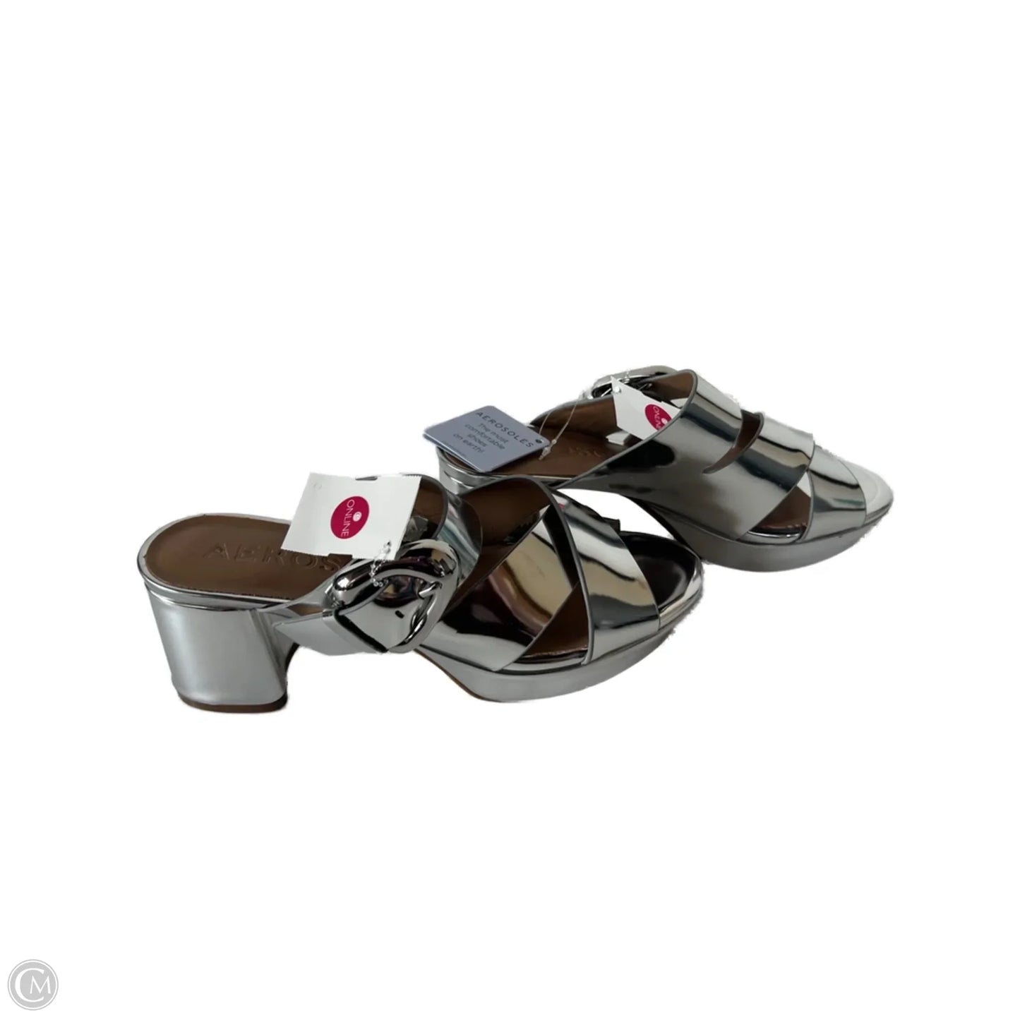 Sandals Heels Block By Aerosoles In Silver, Size: 9.5