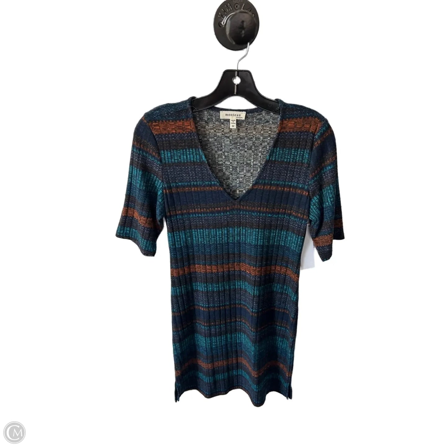 Dress Casual Short By Monteau In Blue & Orange, Size: M