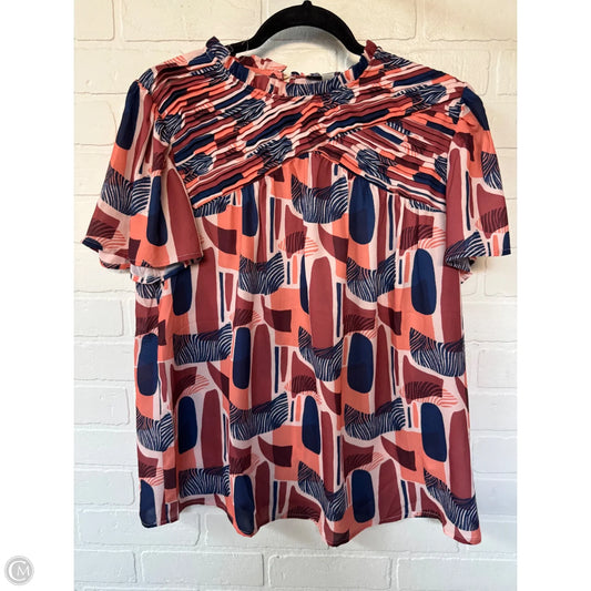 Top Short Sleeve By Cable And Gauge In Blue & Orange, Size: L