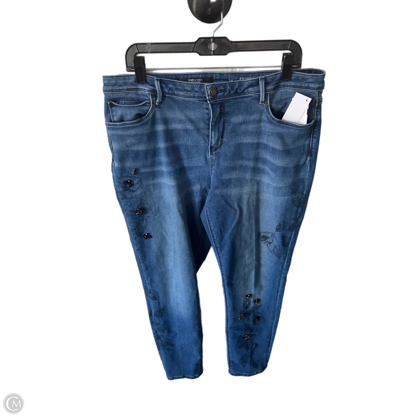 Jeans Skinny By Simply Vera In Blue Denim, Size: 14