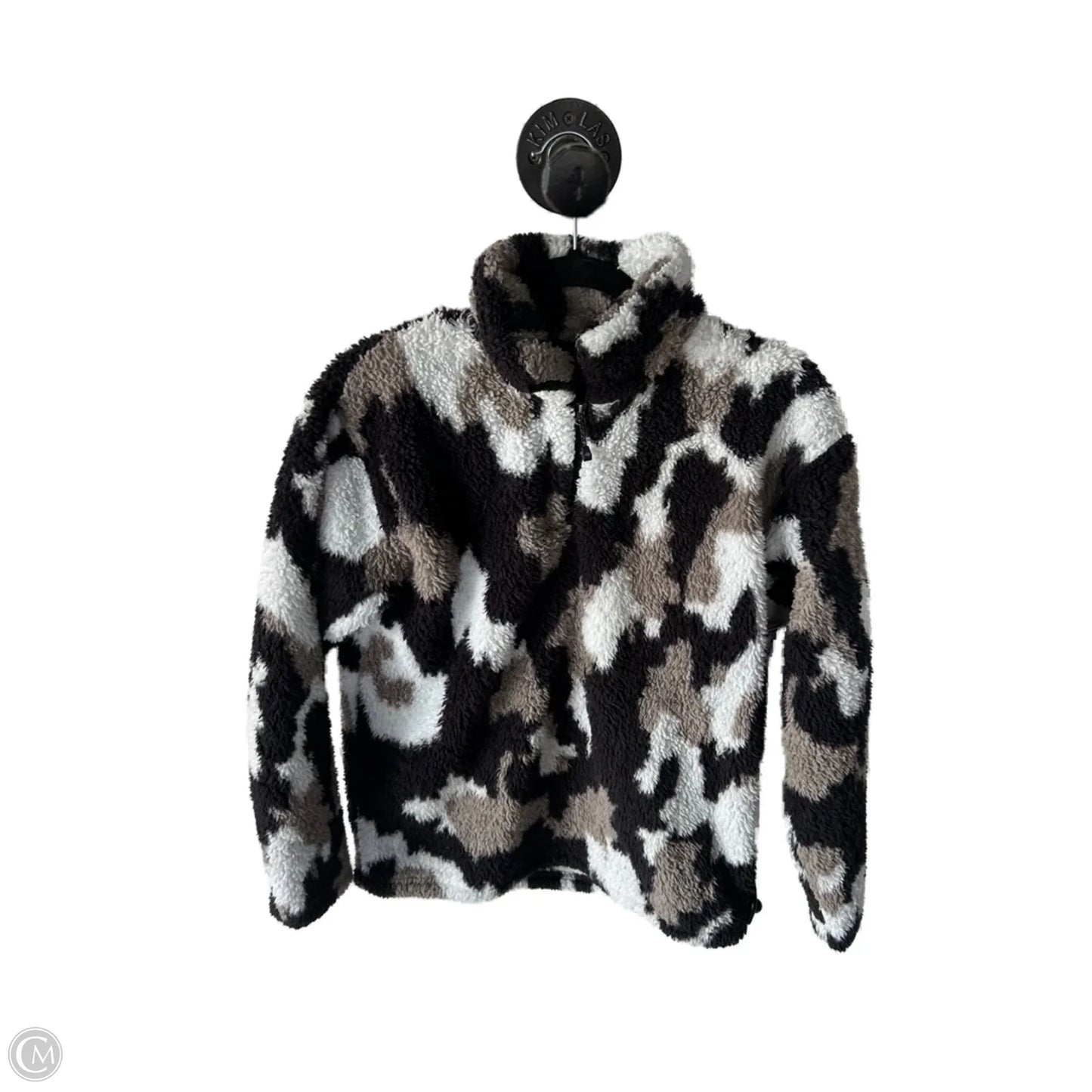 Jacket Fleece By Eddie Bauer In Black & White, Size: S