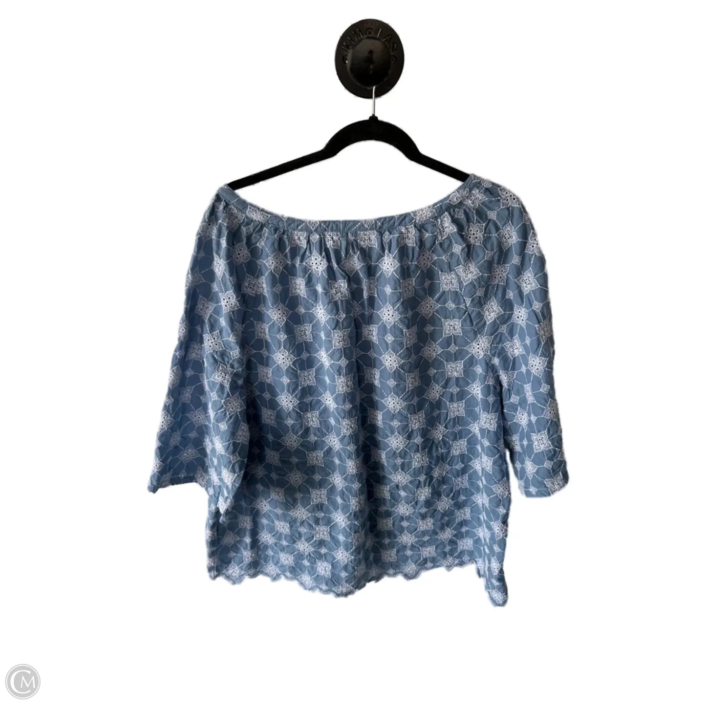 Top Short Sleeve By Ruby Rd In Blue & White, Size: 2x