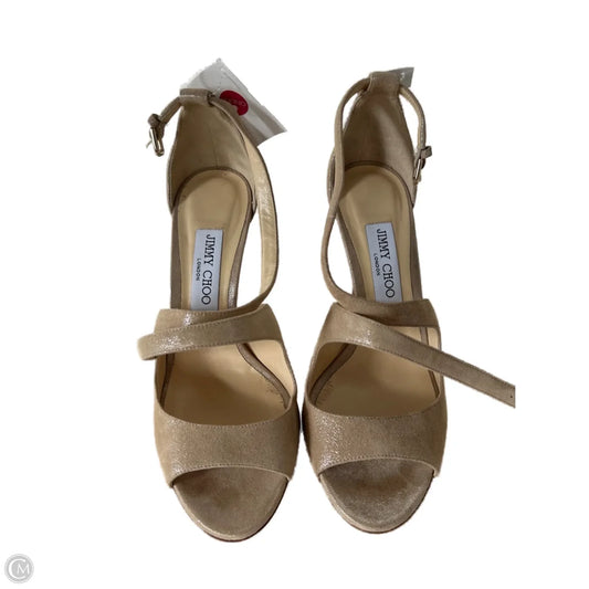 Shoes Luxury Designer By Jimmy Choo In Gold, Size: 8.5