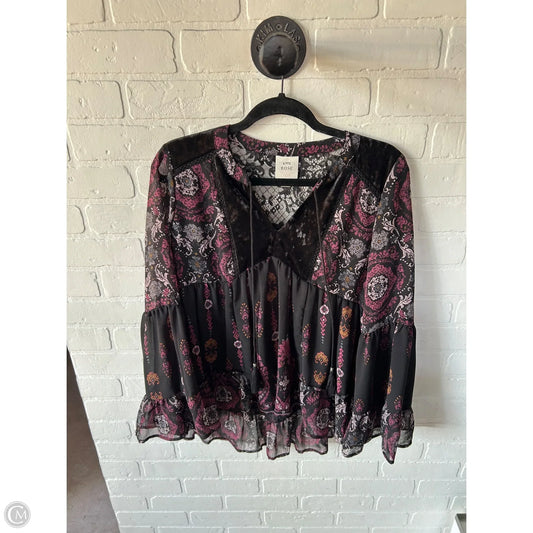Top Long Sleeve By Knox Rose In Black & Red, Size: S