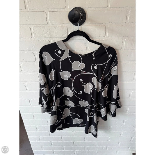 Top 3/4 Sleeve By Ann Taylor In Black & Grey, Size: M