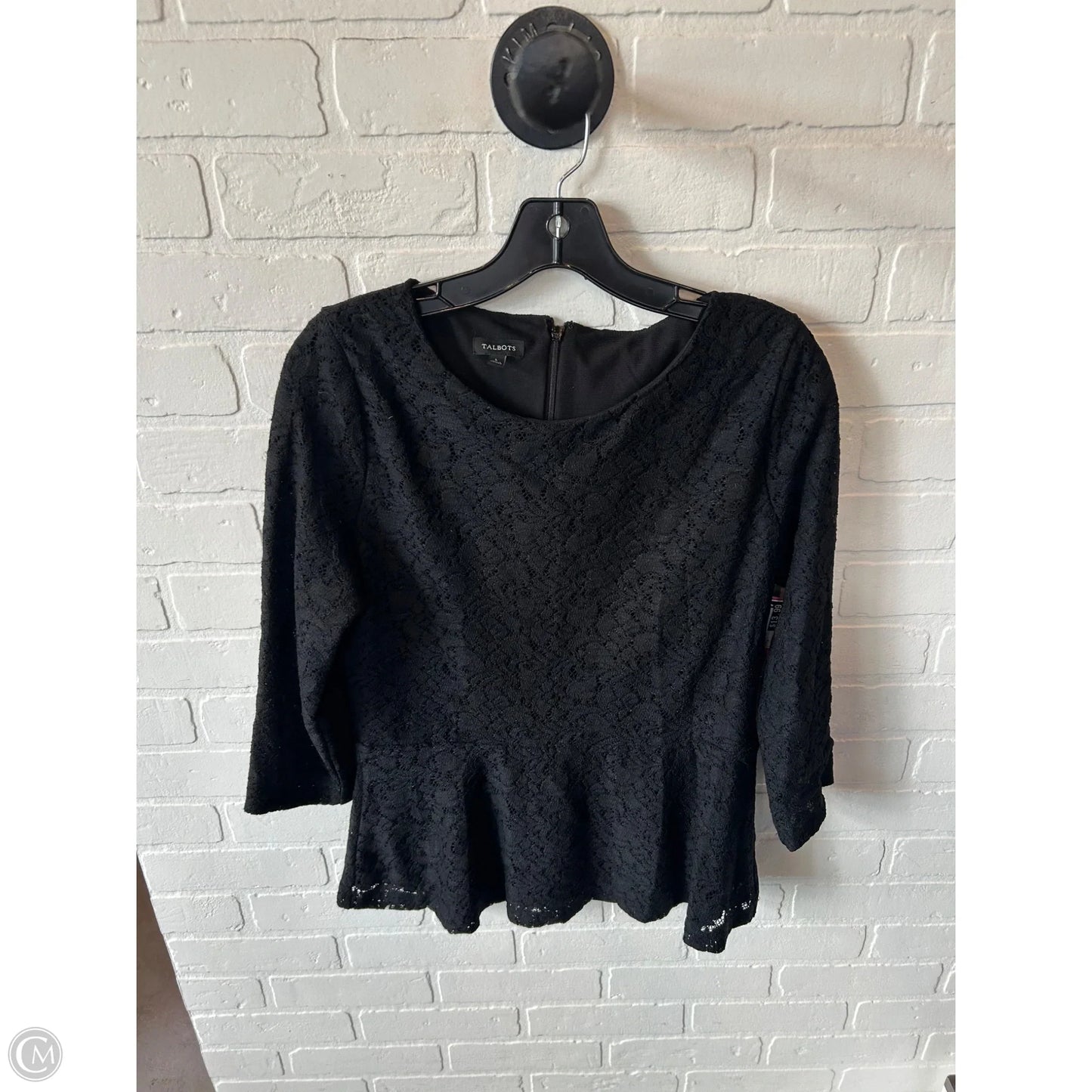 Top 3/4 Sleeve By Talbots In Black, Size: L
