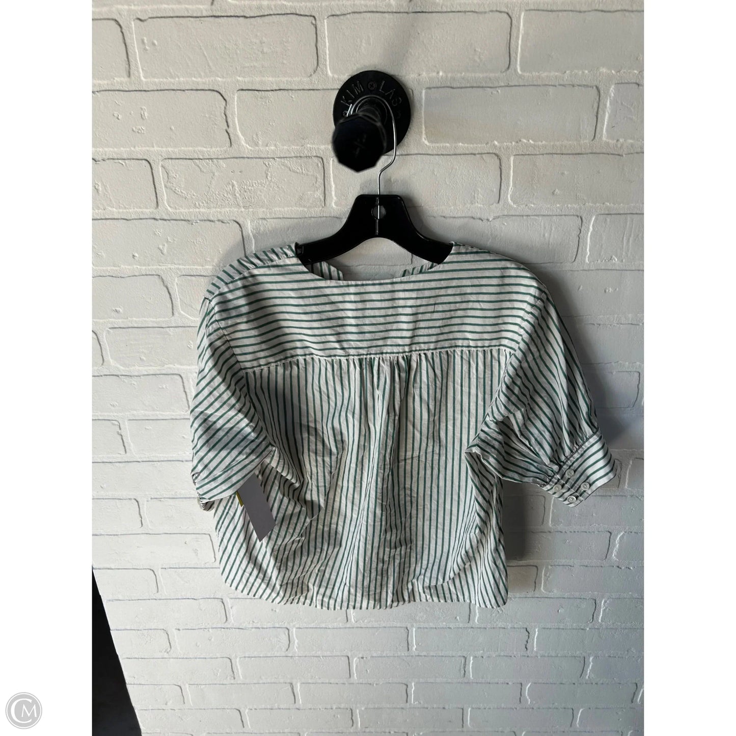 Top Short Sleeve By Frame In Cream & Green, Size: Xs