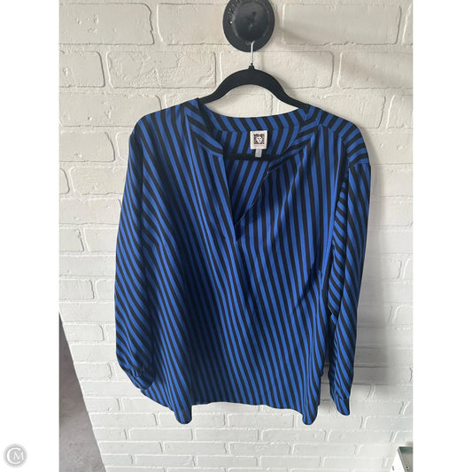 Top Long Sleeve By Anne Klein In Black & Blue, Size: 2x