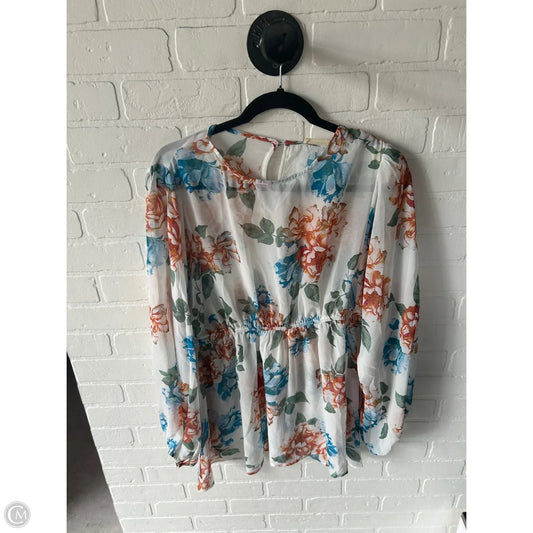 Top Long Sleeve By Andthewhy In Blue & White, Size: M