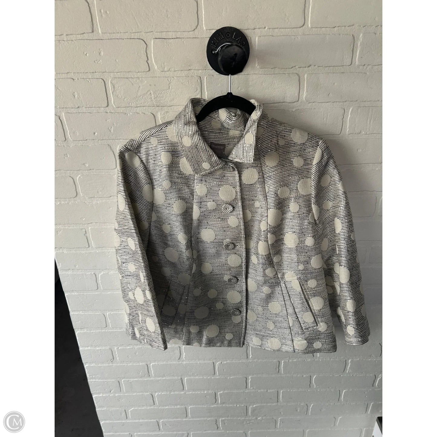 Jacket Other By Chicos In Blue & Cream, Size: L