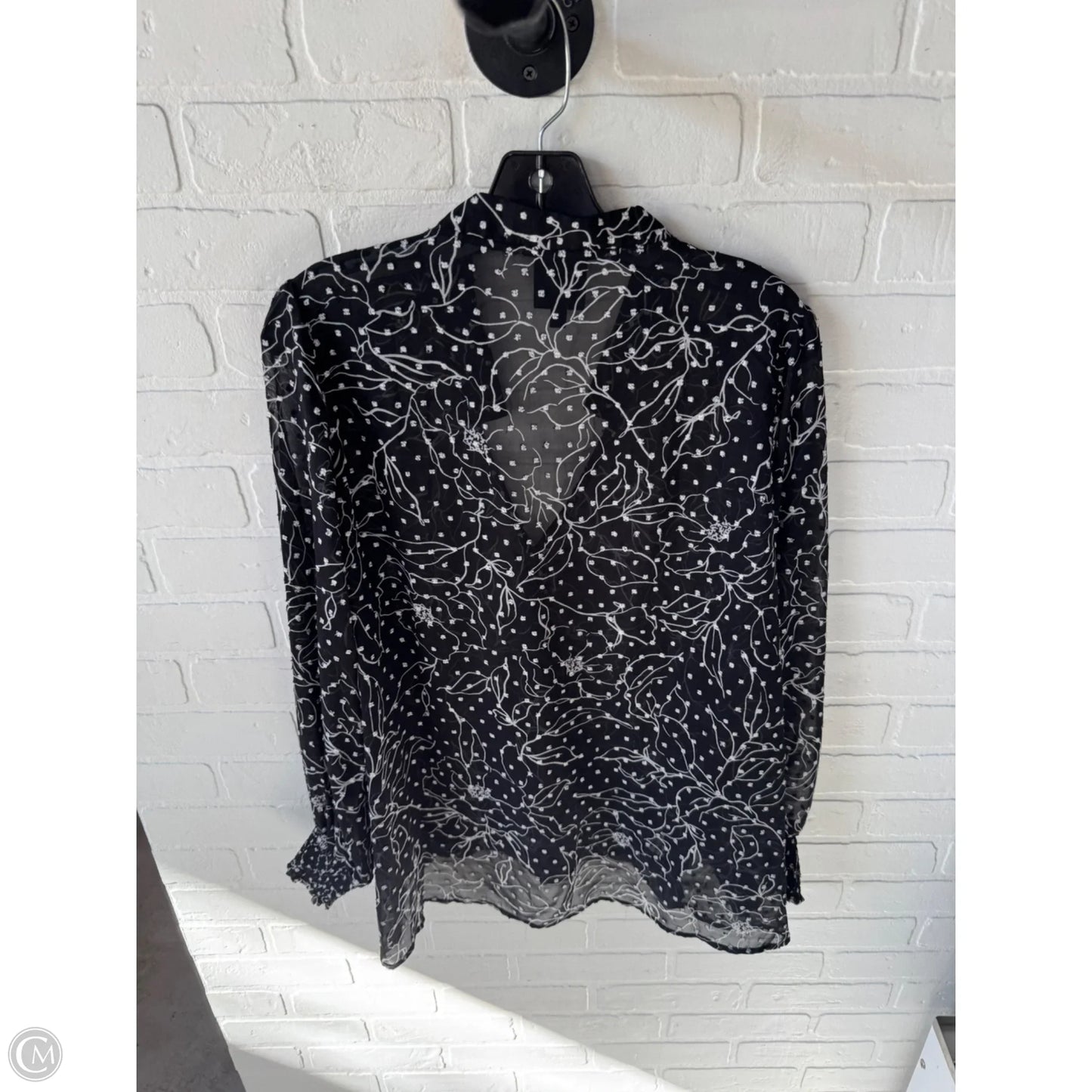 Top Long Sleeve By Bobeau In Black & White, Size: 1x