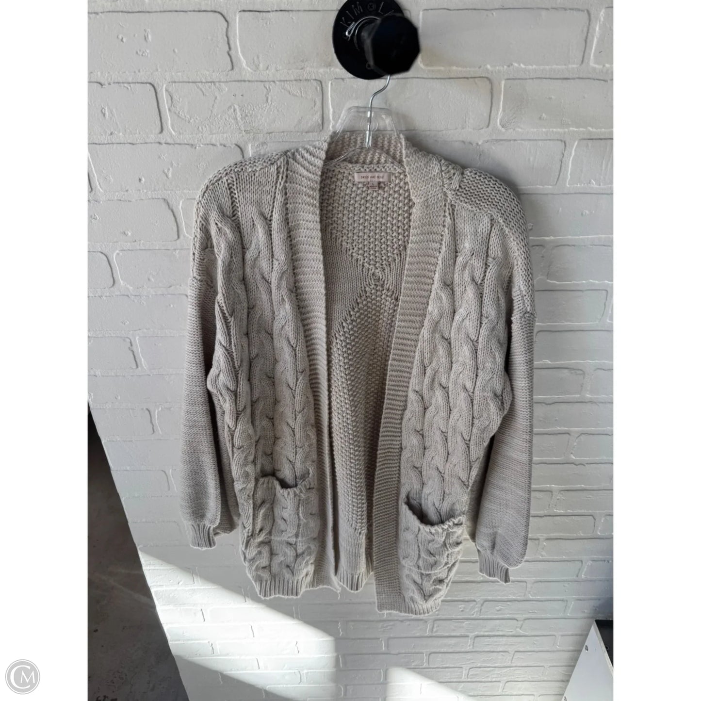 Sweater Cardigan By Skies Are Blue In Cream, Size: L