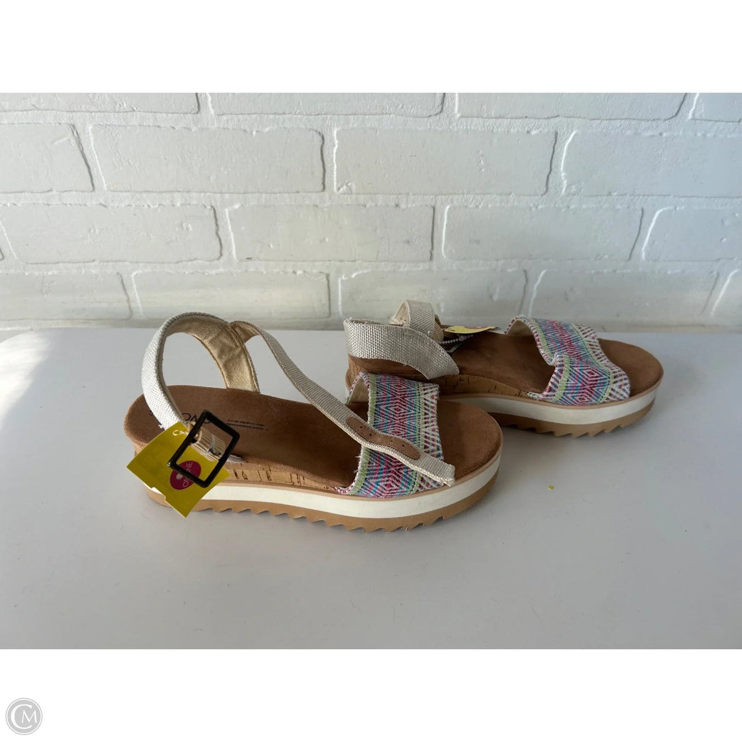 Sandals Heels Wedge By Toms In Tan & White, Size: 7