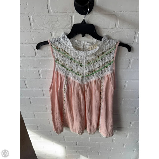 Top Sleeveless By Pol In Orange & White, Size: S