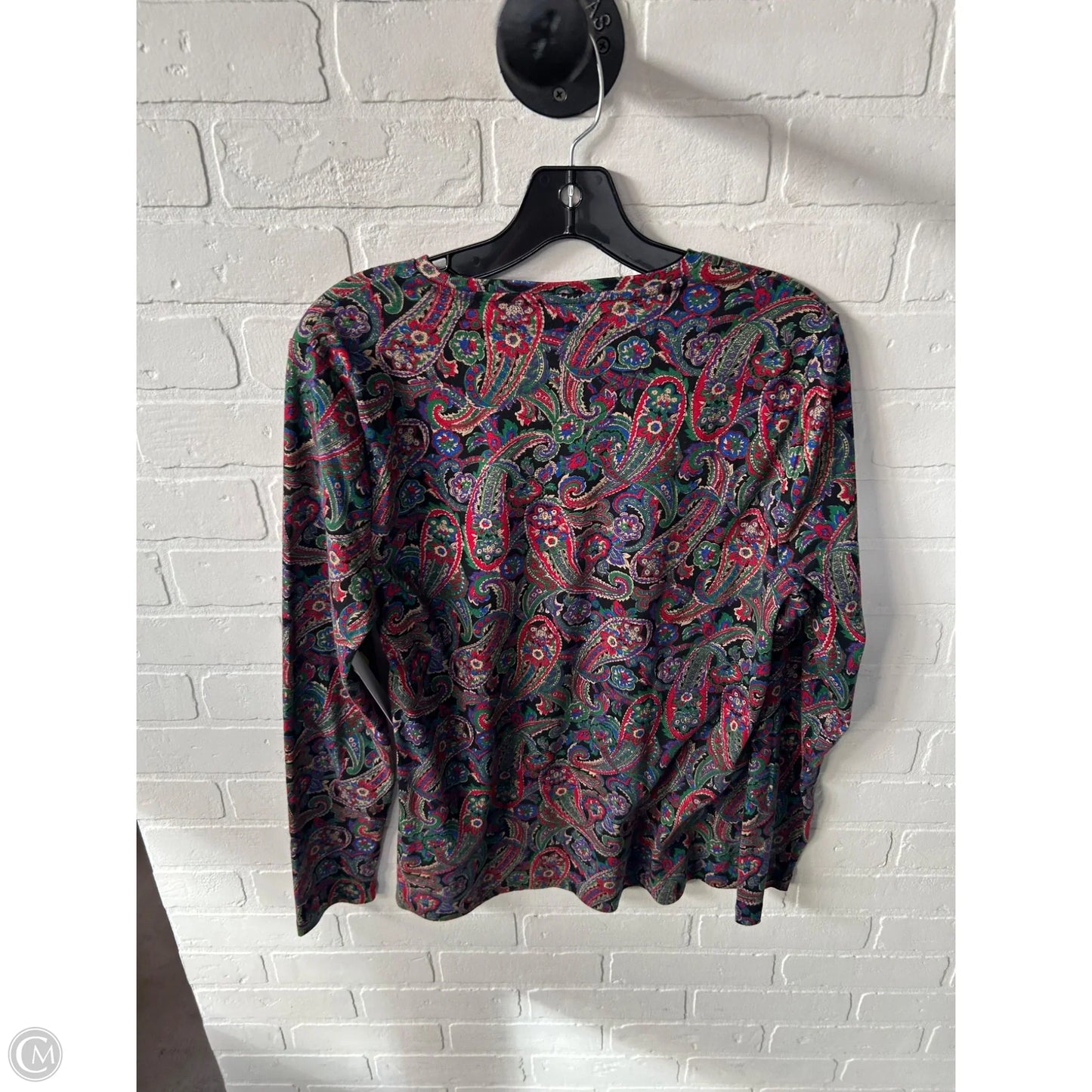 Top Long Sleeve Basic By Lauren By Ralph Lauren In Black & Green, Size: Xl