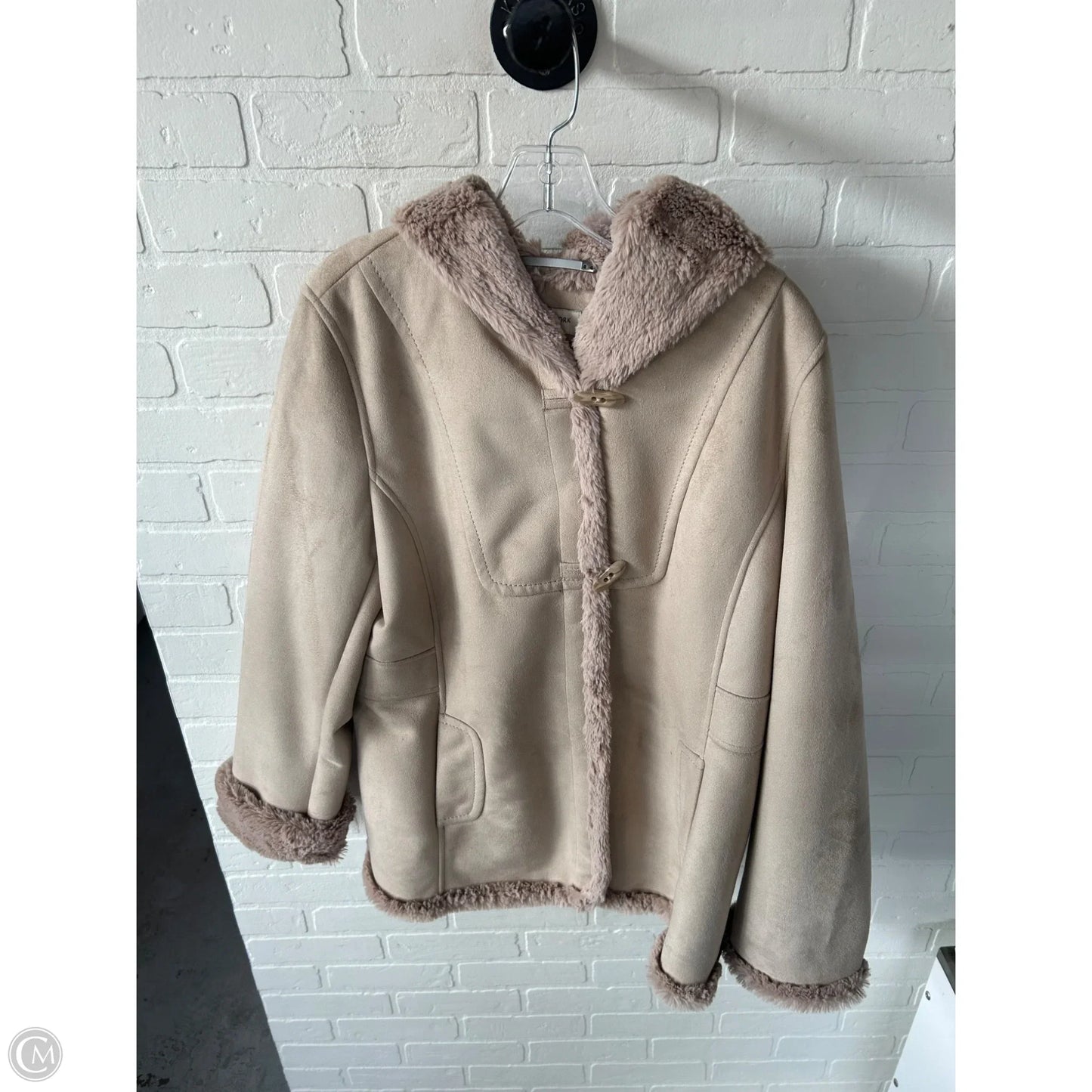 Coat Faux Fur & Sherpa By Jones New York In Tan, Size: L