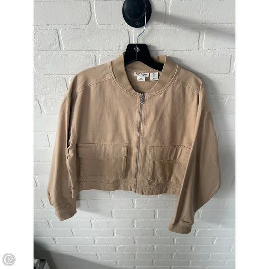 Jacket Denim By Nicole Miller In Tan, Size: L