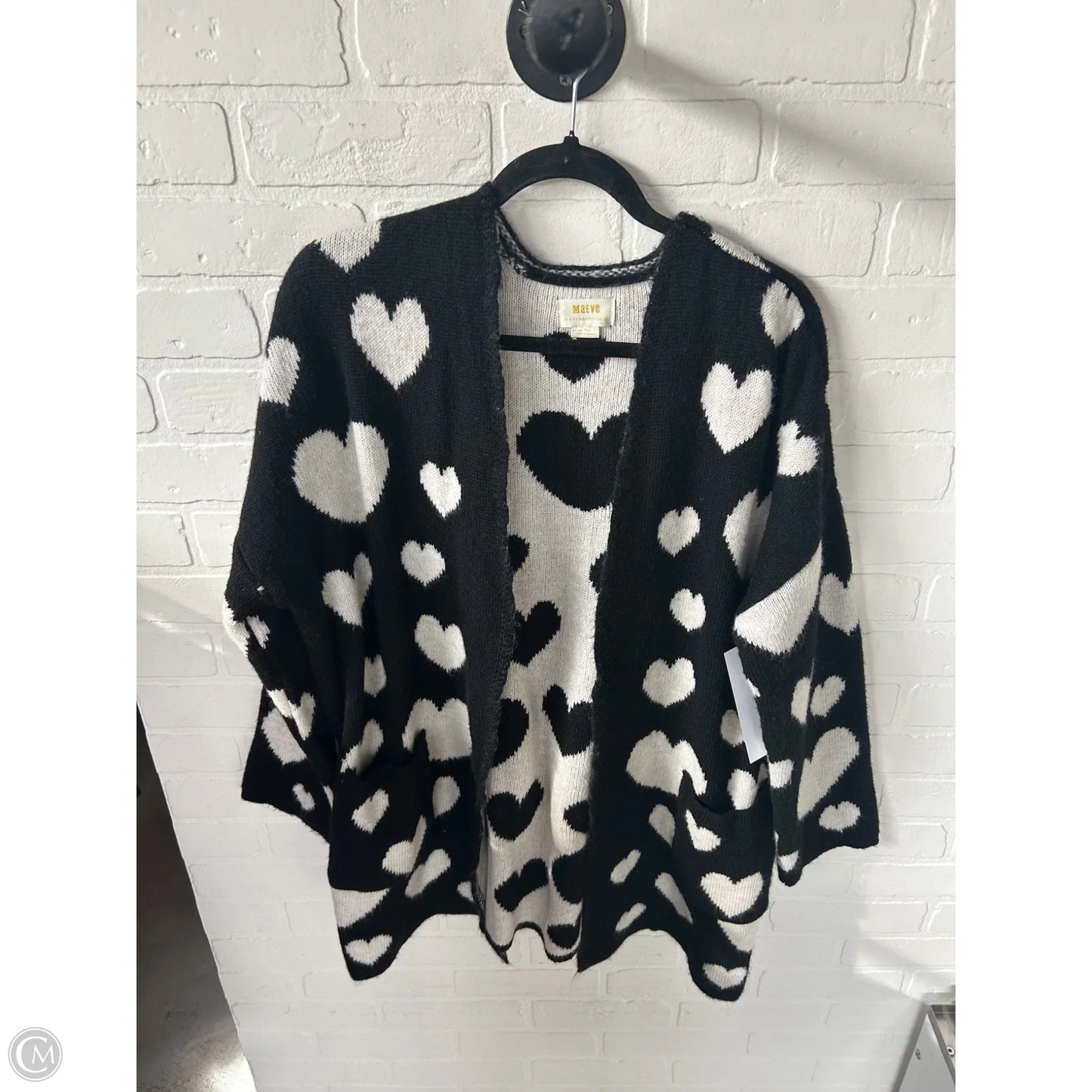 Sweater Cardigan By Maeve In Black & White, Size: M