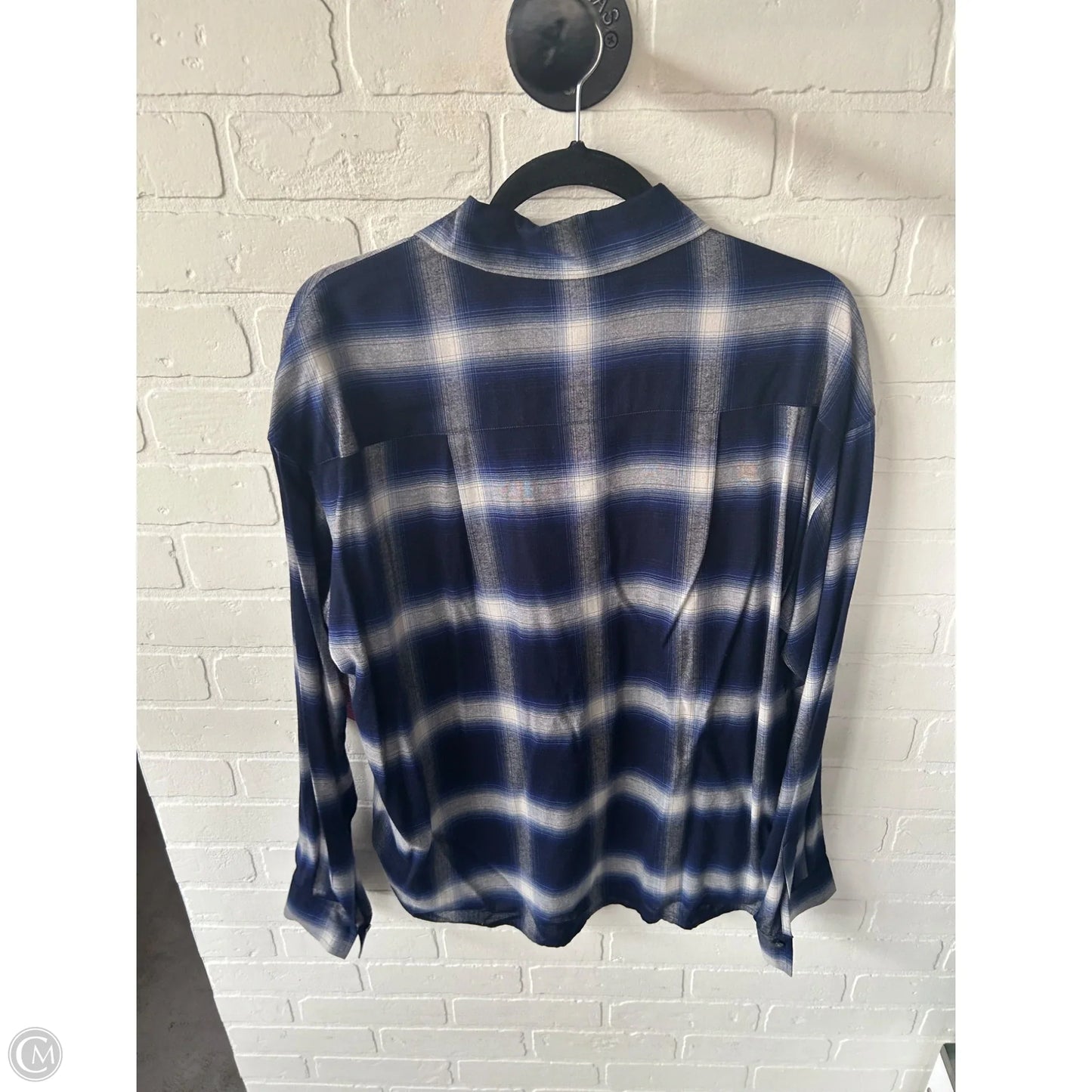 Top Long Sleeve By Vince In Blue & Grey, Size: L