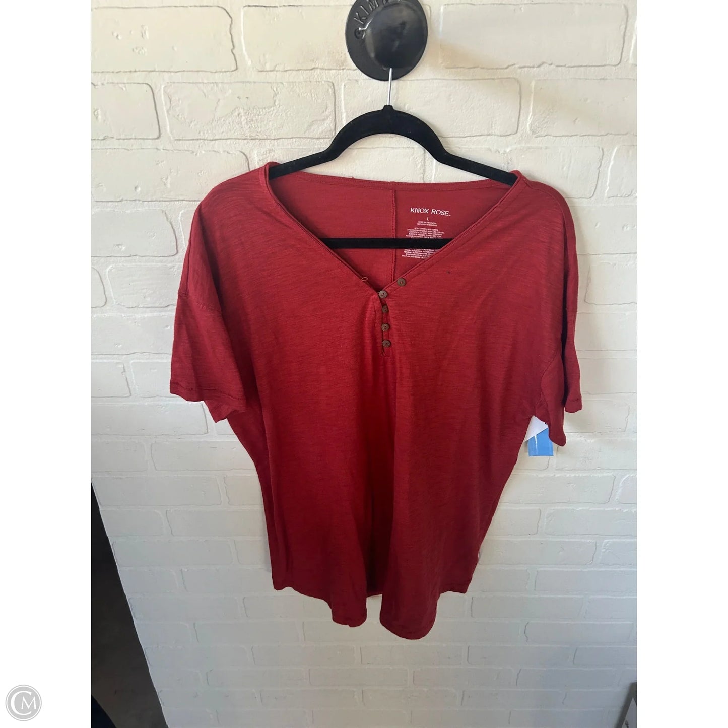 Top Short Sleeve Basic By Knox Rose In Orange, Size: L