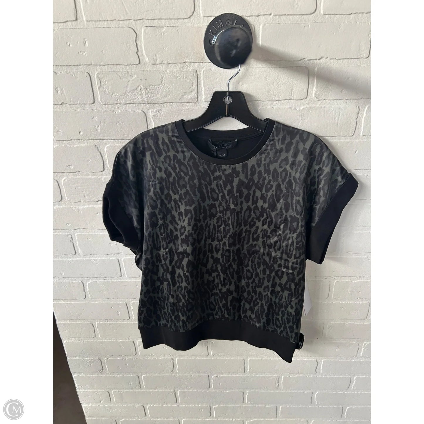 Top Short Sleeve Designer By All Saints In Black & Green, Size: S