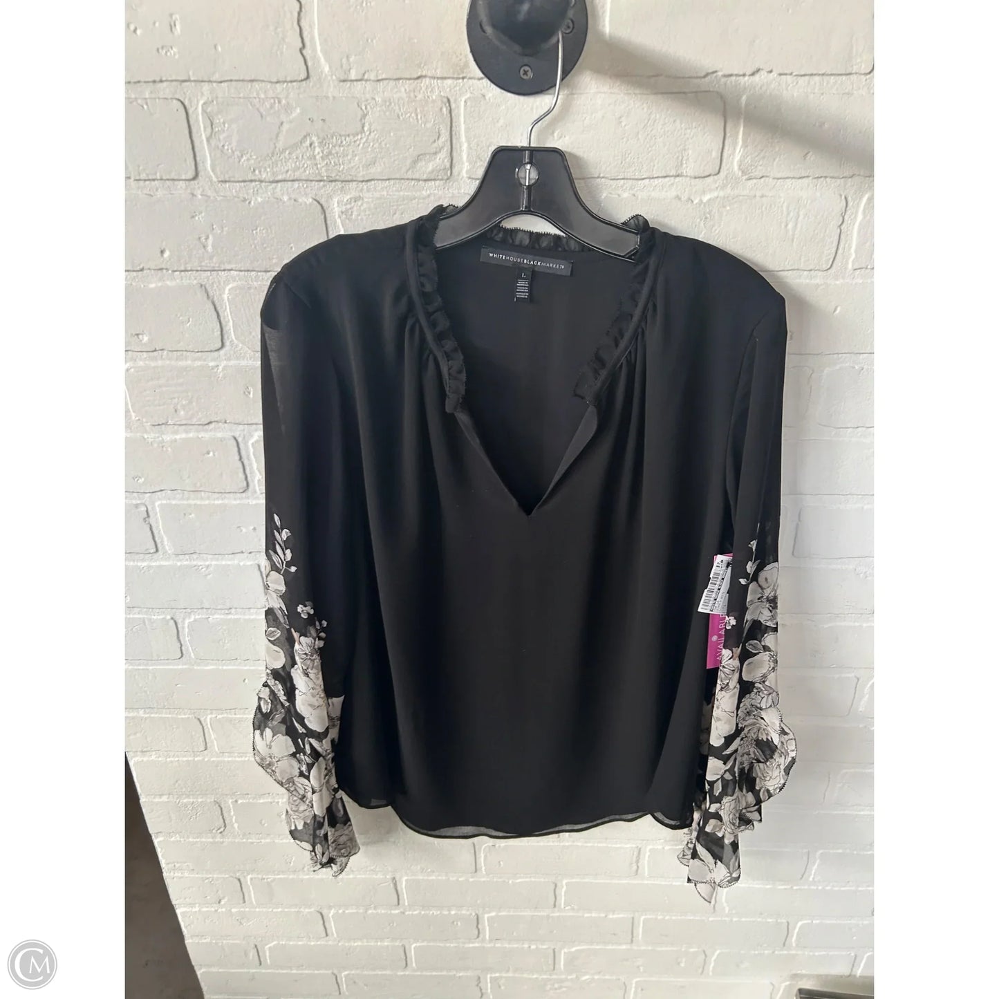 Top Long Sleeve By White House Black Market In Black & White, Size: L