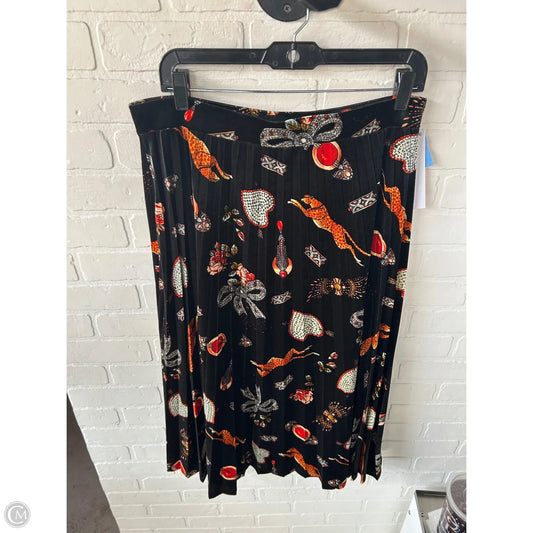Skirt Midi By Maeve In Black & Orange, Size: 12