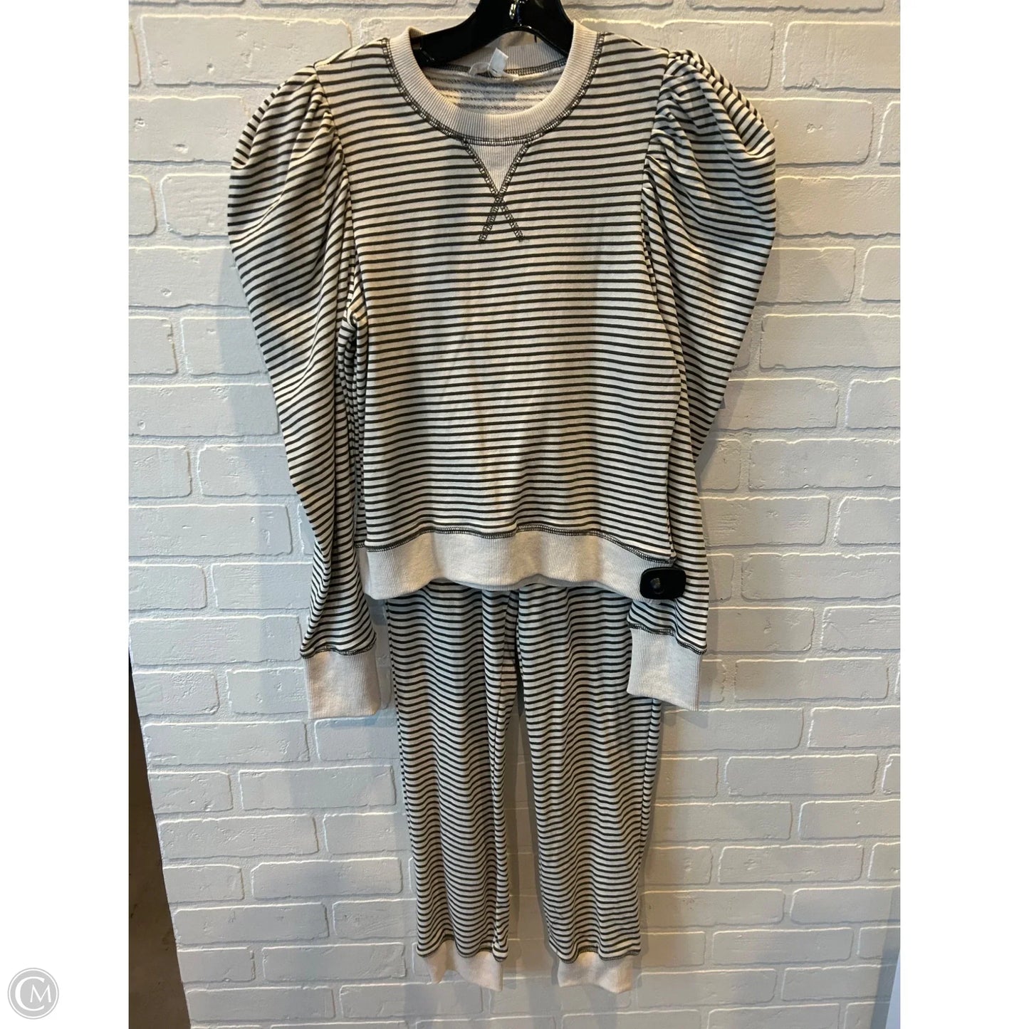 Lounge Set Pants By By The River In Cream & Green, Size: S