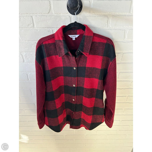 Jacket Shirt By Steve Madden In Black & Red, Size: M