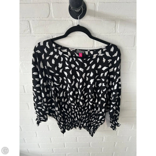 Top Long Sleeve By Vince Camuto In Black & White, Size: M