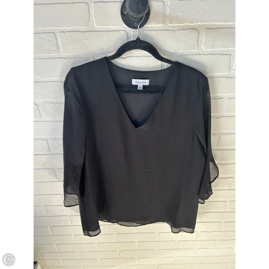 Top 3/4 Sleeve By Calvin Klein In Black, Size: L