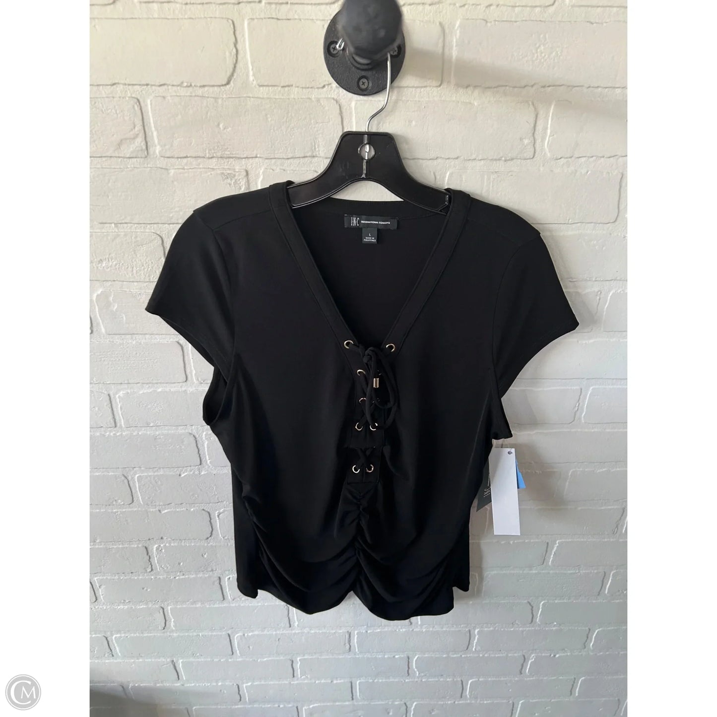 Top Short Sleeve By Inc In Black, Size: L
