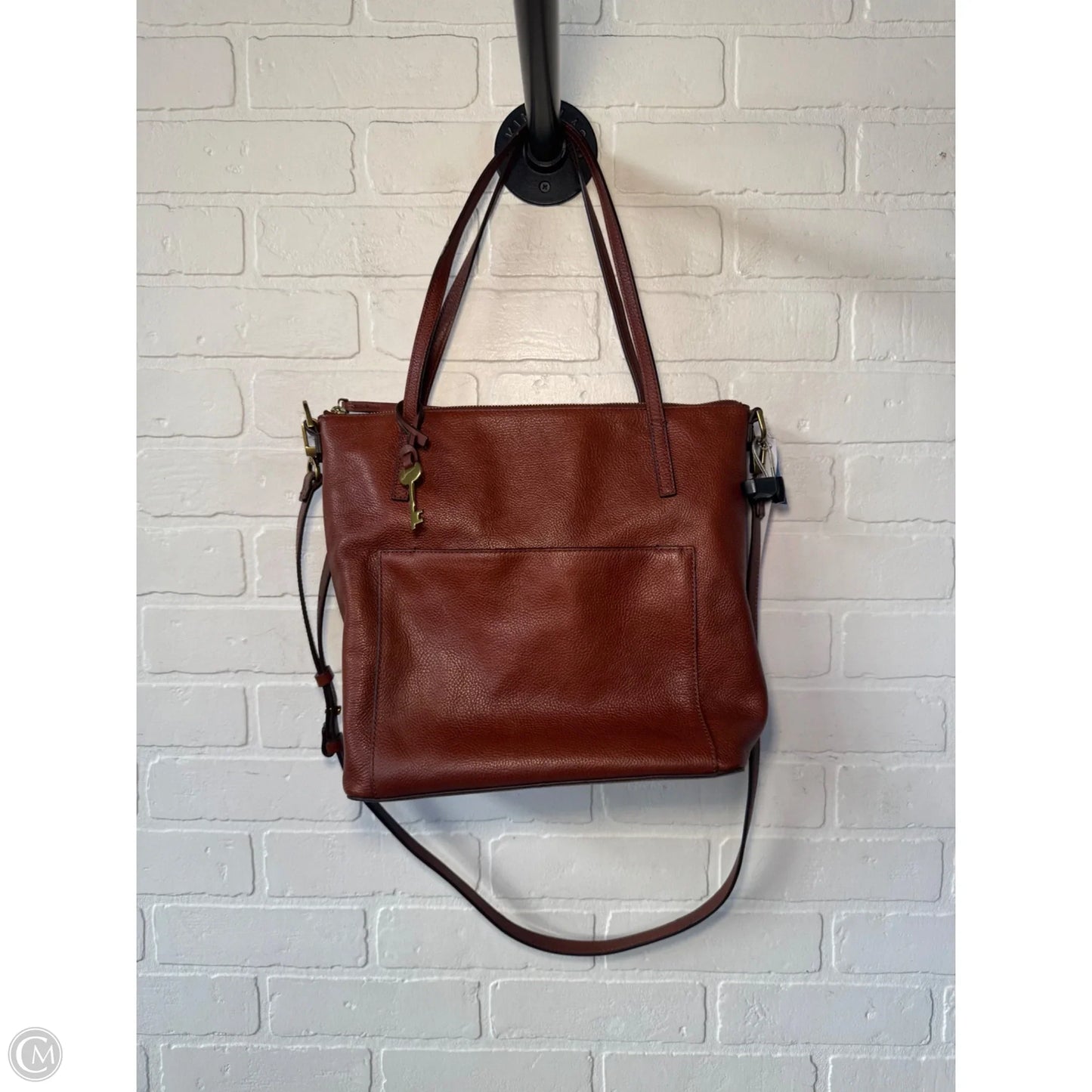 Handbag Leather By Fossil, Size: Medium