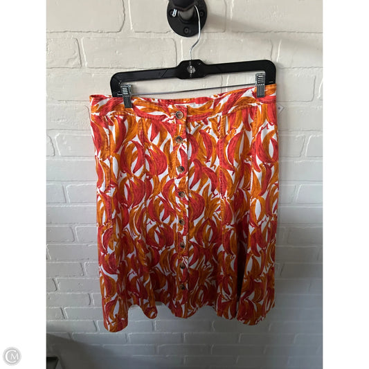 Skirt Midi By Maeve In Orange & White, Size: 12