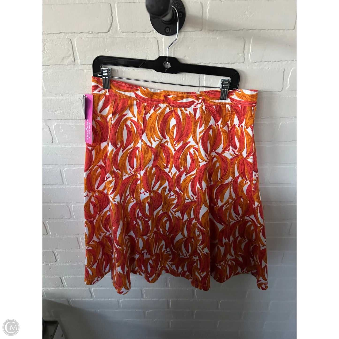 Skirt Midi By Maeve In Orange & White, Size: 12